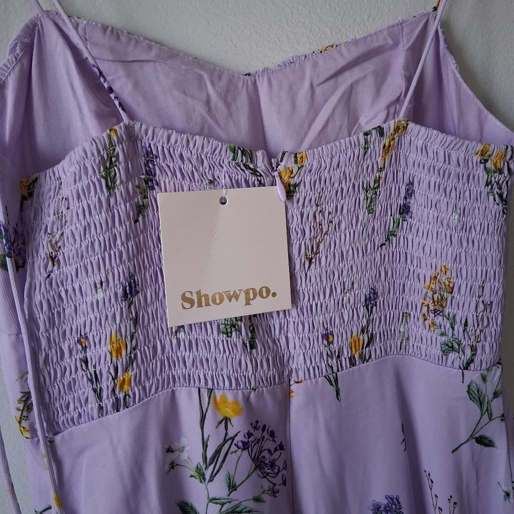 Showpo Purple Floral Dress With Strap Ties - Picture 6 of 10